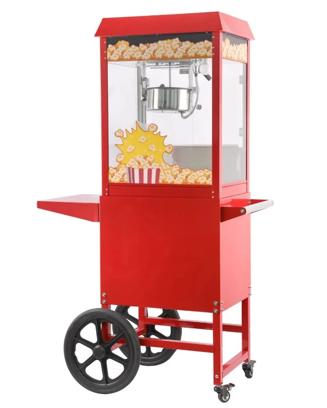 Popcorn maskin Rød, med vogn 