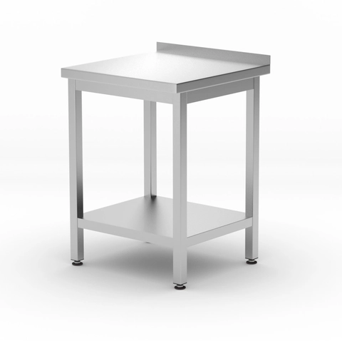 Arbeidsbenk, en underhylle, med oppkant 60 cm dybde