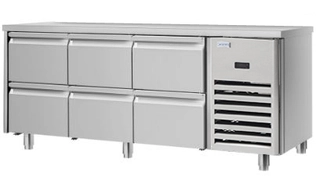 Frysebenk med 6 skuffer LxDxH=177x70x85cm 