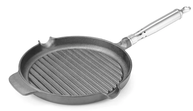 Grillpanne, rund støpejern 