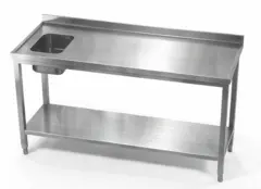 Rustfri benk med 5cm oppkant Inkludert vulstkant og hylle.