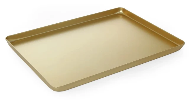 Konfekt/kake brett, gullfarget aluminium 300x200x20 mm 