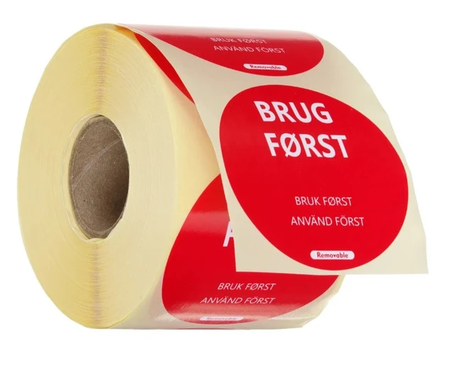 Merkelapp "Bruk først" Use first 