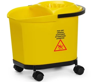 Vaskebøtte på hjul 16 liter, gul