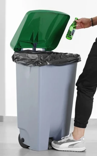 Avfallsdunk, grå 120 liter 