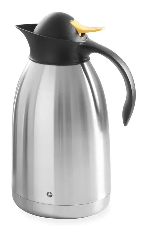Kaffe/te kanne med gul trykknapp 2 liter 