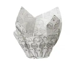 Chipsposer/fettsikkert papir, 150 stk Kokk/mat print, Skålformet