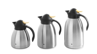 Kaffe/te kanne Med gul trykknapp