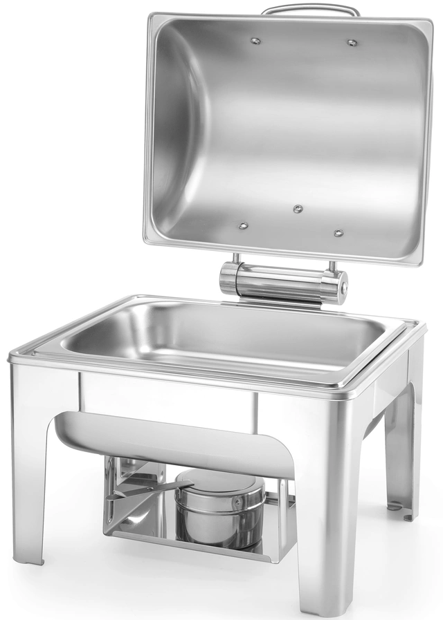 Chafing dish med hengslet lokk, blank 1/2 GN 