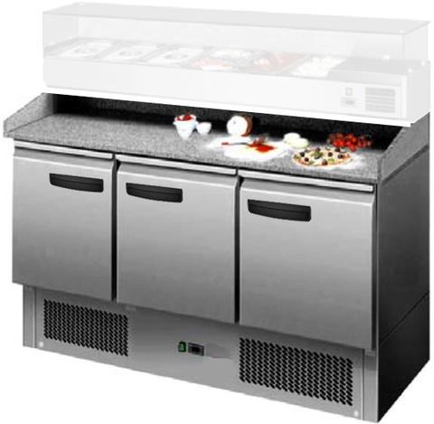 Pizzakjølebenk 3 dørs med marmortopp 