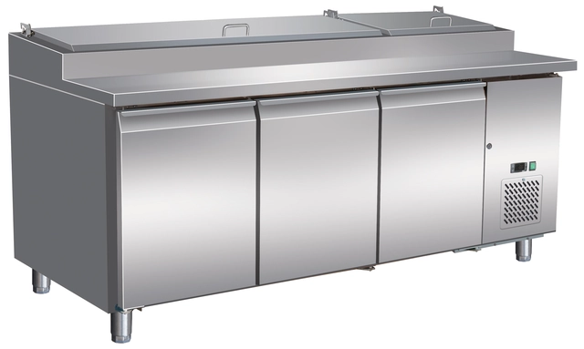 Pizzakjølebenk/garnityrbenk 3 dørs med garnityrkjøler 