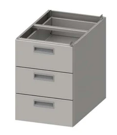 Rustfri skuffemodul, 3 skuffer Til 70 cm dype benker