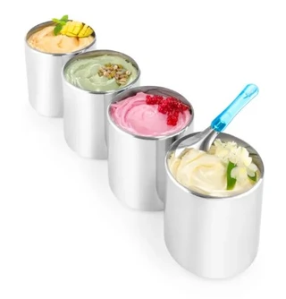 Iscremconteiner, rund 7,3 liter, rustfritt stål 