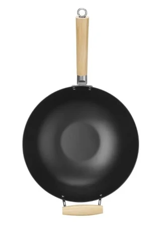 Wok med trehåndtak Carbon steel 