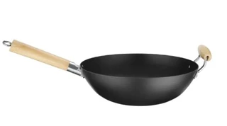 Wok med trehåndtak Carbon steel 