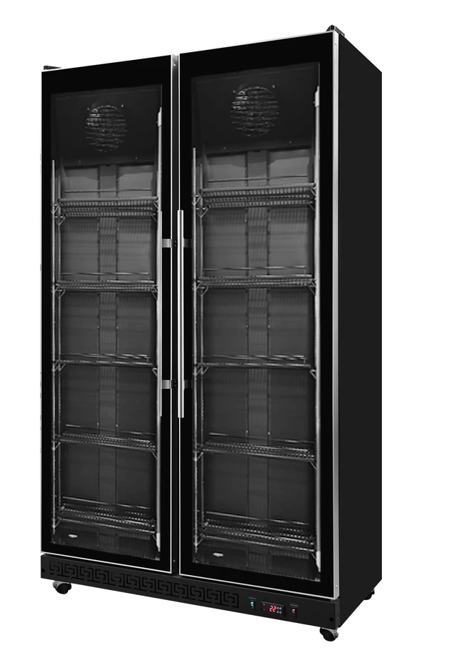 Dobbelt kjøleskap 758 Liter Med hengslede glassdører 