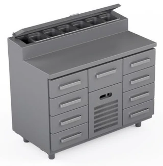 Garnityrkjølebenk 120 cm Med 9 x skuffer 