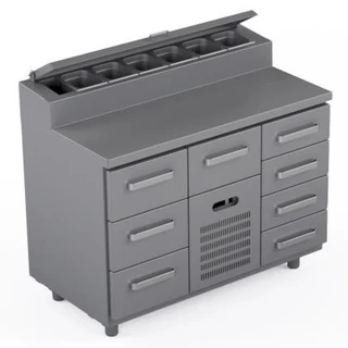 Garnityrkjølebenk 120 cm Med 8 x skuffer 
