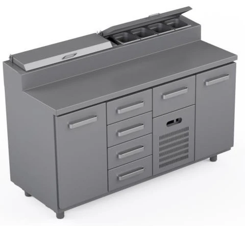 Garnityrkjølebenk 160 cm Med 5 x skuffer og 2 x dører 