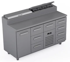 Garnityrkjølebenk 160 cm Med 8 x skuffer og 1 x dør