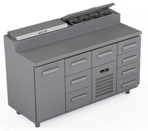 Garnityrkjølebenk 160 cm Med 8 x skuffer og 1 x dør 