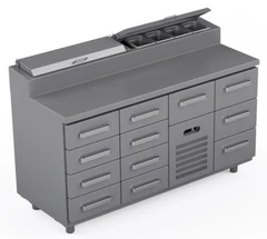 Garnityrkjølebenk 160 cm Med 12 x skuffer