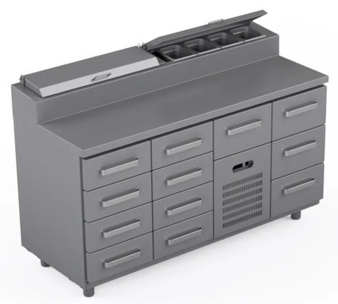 Garnityrkjølebenk 160 cm Med 12 x skuffer 