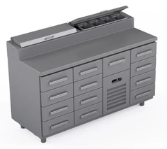 Garnityrkjølebenk 160 cm Med 13 x skuffer