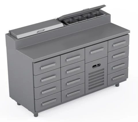 Garnityrkjølebenk 160 cm Med 13 x skuffer 