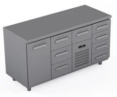 Kjølebenk 160 cm Med 8 x skuffer og 1 x dør