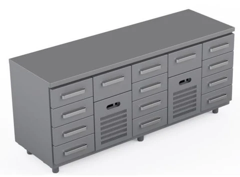 Kjølebenk 200 cm Med 14 x skuffer 