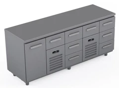 Kjølebenk 200 cm Med 8 x skuffer og 1 x dør