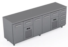 Kjølebenk 240 cm Med 6 x skuffer og 3 x dører