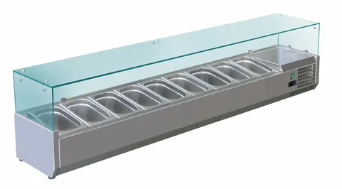 Garnityrkjøler med glassoverbygg 200 cm 1/3GN x9