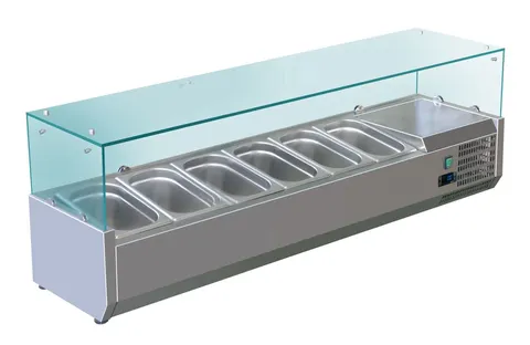 Garnityrkjøler med glassoverbygg 150 cm 1/3GN x5 + GN1/2 x1