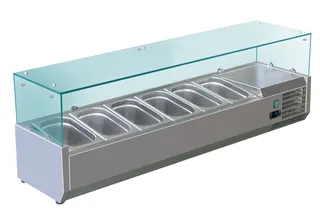 Garnityrkjøler med glassoverbygg 140 cm 1/4GN x6
