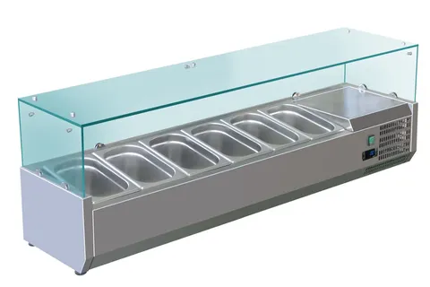 Garnityrkjøler med glassoverbygg 140 cm 1/4GN x6