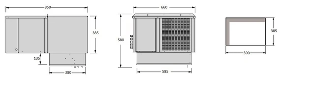 Kjøleaggregat for takmontering For romstørrelse 5-9 m3 