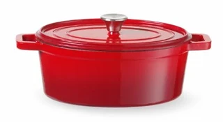 Støpejernsgryte, emaljert 6,88 l rød 