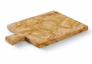 Serveringsbrett, oliventre med håndtak, 340x320x22 mm 