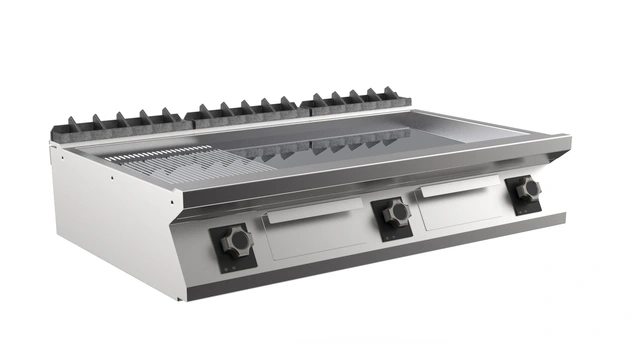 Flatgrill 1/3 Rillet Chrome, 3 stekesoner 
