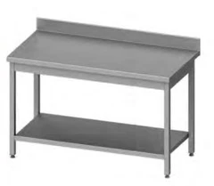 Rustfri benk med oppkant en underhylle BxDxH: 120x70x85cm 