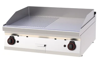 Gassflatgrill 1/2 Rillet Støpejern, 2 stekesoner