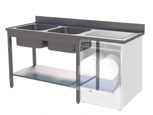 Oppvaskbenk, to kummer venstre BxDxH: 180x70x90cm 