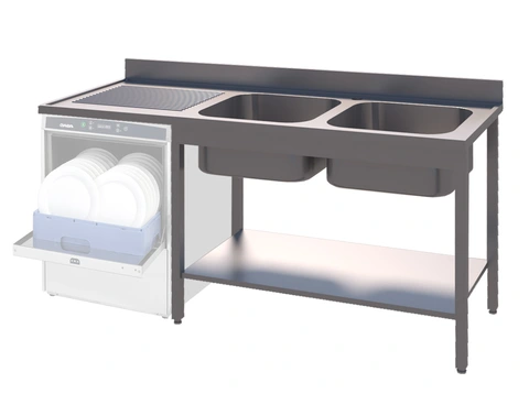 Oppvaskbenk, to kummer høyre 70 cm dybde