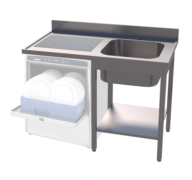 Oppvaskbenk, en kum høyre BxDxH: 120x70x90cm 