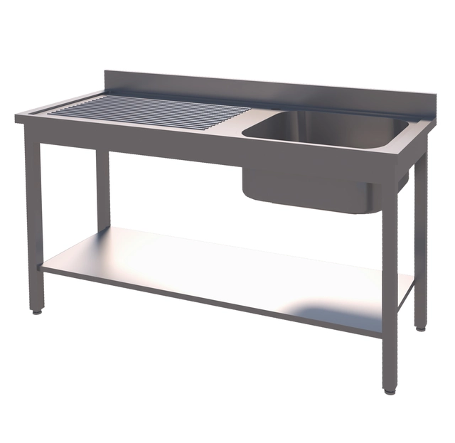 Rustfri benk, en kum høyre BxDxH: 100x70x85cm 