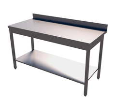 Rustfri benk med oppkant en underhylle BxDxH: 120x70x85cm