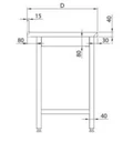 Rustfri benk med oppkant en underhylle BxDxH: 140x70x85cm 