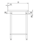 Rustfri benk med oppkant uten underhylle BxDxH: 180x70x85cm 